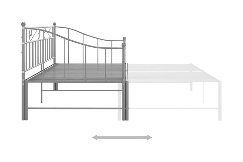 Uttrekkbar ramme til sovesofa grå metall 90x200 cm - Grå - Møbler - Senger - Sengeramme & sengestamme