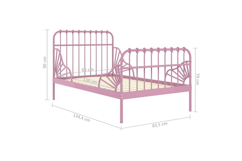 Utvidbar sengeramme rosa metall 80x130/200 cm - Rosa - Møbler - Senger - Sengeramme & sengestamme