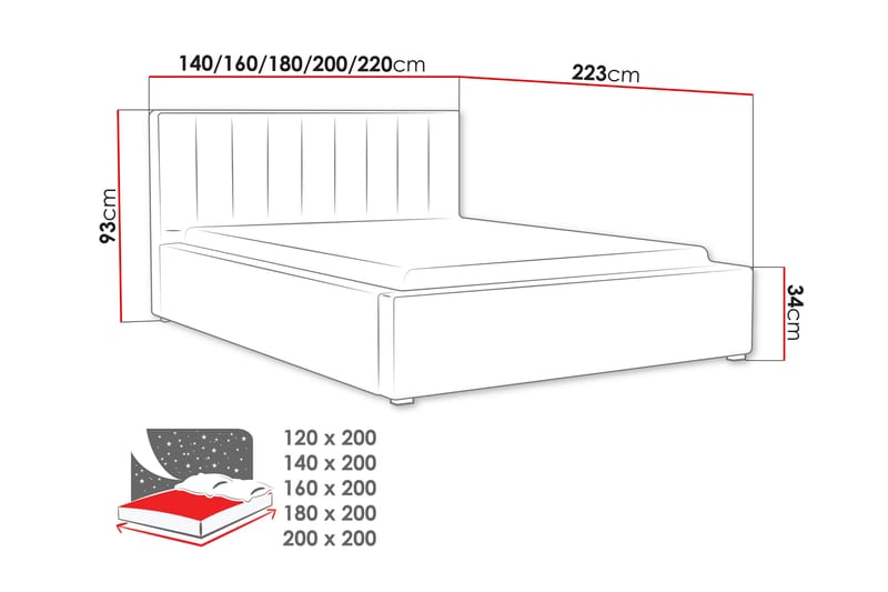 Valasco Sengeramme 120x200 cm - Hvit - Møbler - Senger - Sengeramme & sengestamme