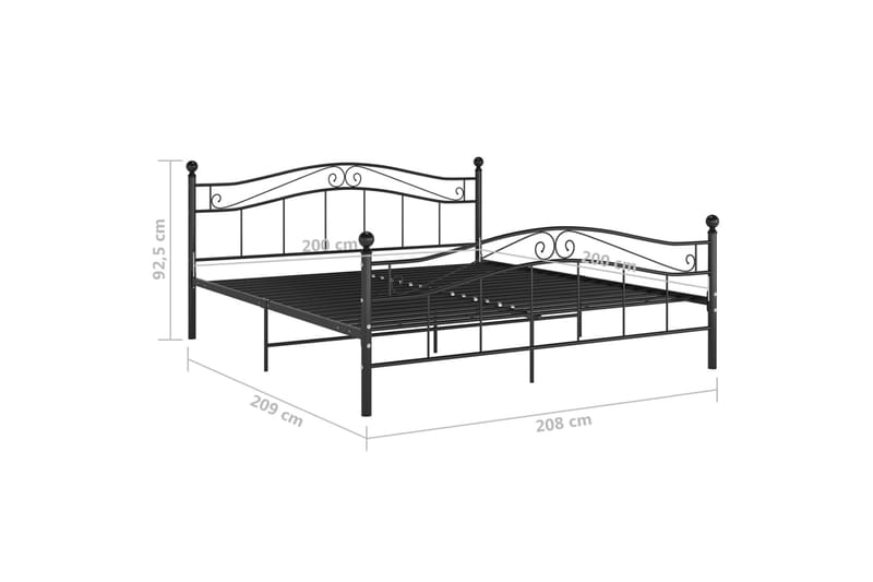 Sengeramme svart metall 200x200 cm - Svart - Møbler - Senger - Sengeramme & sengestamme