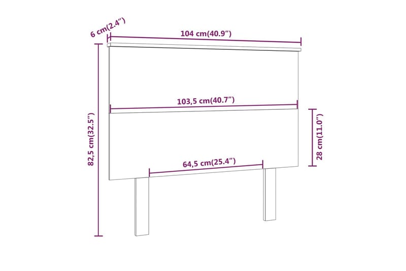 beBasic Sengegavl 104x6x82,5 cm heltre furu - Brun - Møbler - Senger - Sengetilbehør & sengegavl - Sengegavl