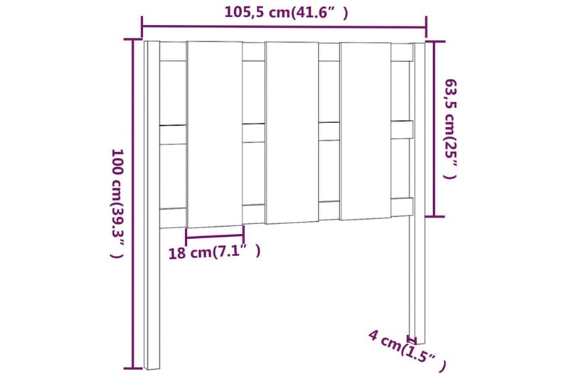 beBasic Sengegavl 105,5x4x100 cm heltre furu - Brun - Møbler - Senger - Sengetilbehør & sengegavl - Sengegavl