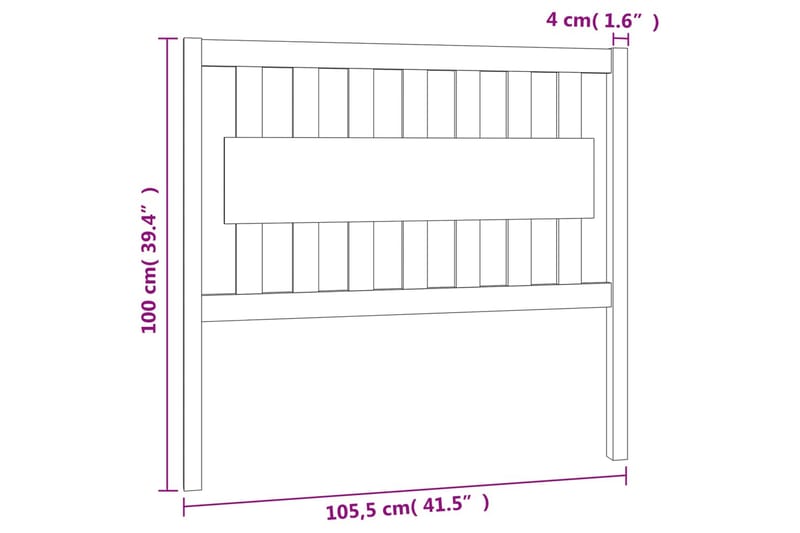 beBasic Sengegavl 105,5x4x100 cm heltre furu - Brun - Møbler - Senger - Sengetilbehør & sengegavl - Sengegavl