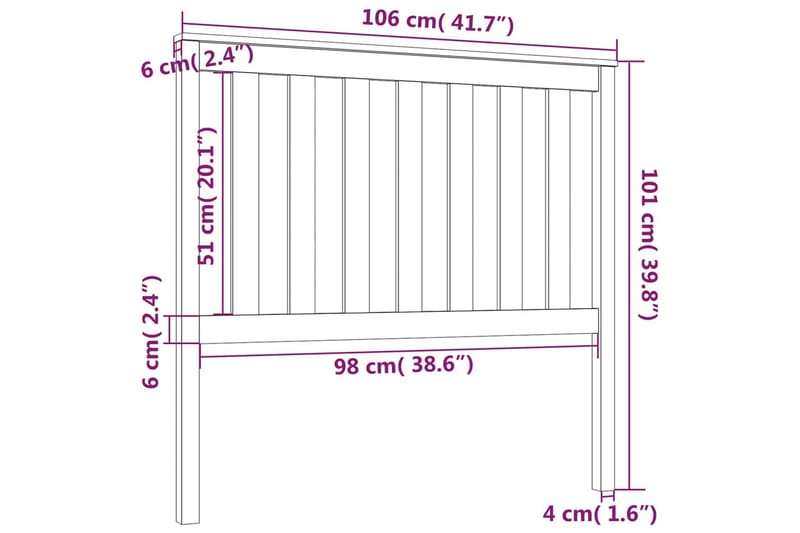 beBasic Sengegavl 106x6x101 cm heltre furu - Brun - Møbler - Senger - Sengetilbehør & sengegavl - Sengegavl