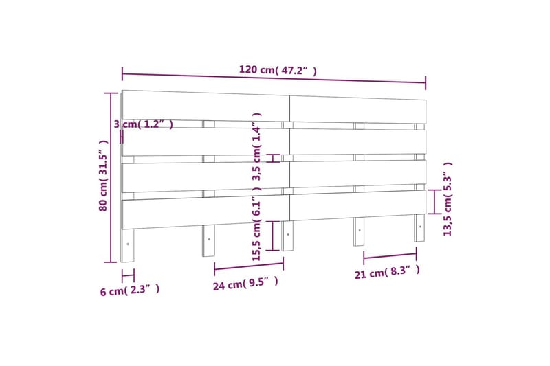 beBasic Sengegavl 120x3x80 cm heltre furu - Brun - Møbler - Senger - Sengetilbehør & sengegavl - Sengegavl