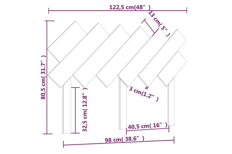 beBasic Sengegavl 122,5x3x80,5 cm heltre furu - Brun - Møbler - Senger - Sengetilbehør & sengegavl - Sengegavl