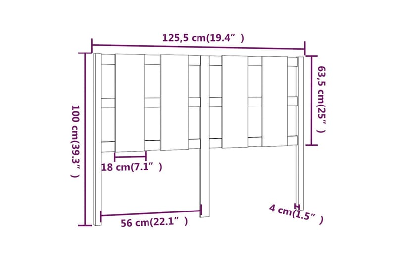 beBasic Sengegavl 125,5x4x100 cm heltre furu - Brun - Møbler - Senger - Sengetilbehør & sengegavl - Sengegavl