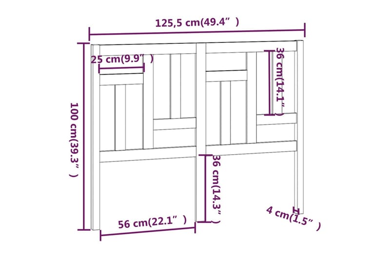 beBasic Sengegavl 125,5x4x100 cm heltre furu - Brun - Møbler - Senger - Sengetilbehør & sengegavl - Sengegavl