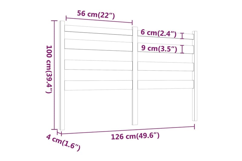 beBasic Sengegavl 126x4x100 cm heltre furu - Brun - Møbler - Senger - Sengetilbehør & sengegavl - Sengegavl