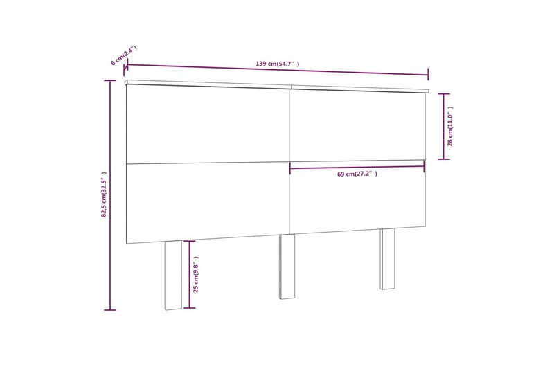 beBasic Sengegavl 139x6x82,5 cm heltre furu - Brun - Møbler - Senger - Sengetilbehør & sengegavl - Sengegavl