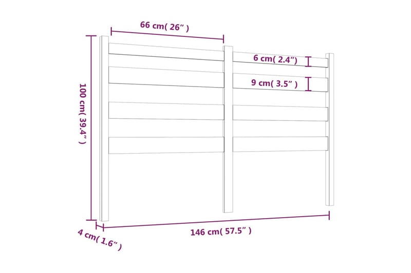 beBasic Sengegavl 146x4x100 cm heltre furu - Brun - Møbler - Senger - Sengetilbehør & sengegavl - Sengegavl