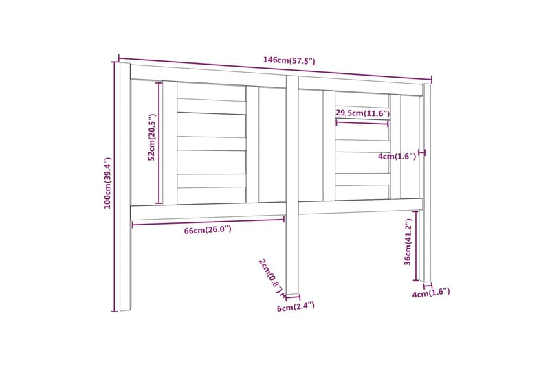 beBasic Sengegavl 146x4x100 cm heltre furu - Brun - Møbler - Senger - Sengetilbehør & sengegavl - Sengegavl