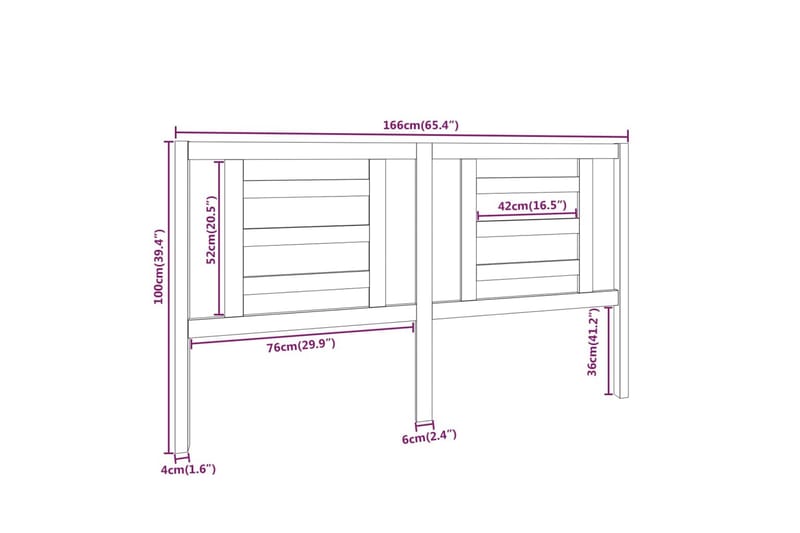 beBasic Sengegavl 166x4x100 cm heltre furu - Brun - Møbler - Senger - Sengetilbehør & sengegavl - Sengegavl