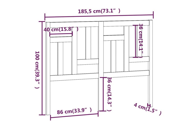 beBasic Sengegavl 185,5x4x100 cm heltre furu - Brun - Møbler - Senger - Sengetilbehør & sengegavl - Sengegavl