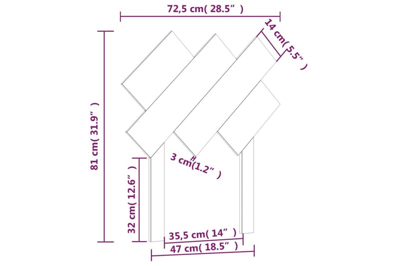 beBasic Sengegavl 72,5x3x81 cm heltre furu - Brun - Møbler - Senger - Sengetilbehør & sengegavl - Sengegavl