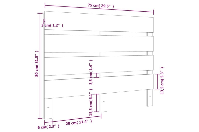 beBasic Sengegavl 75x3x80 cm heltre furu - Brun - Møbler - Senger - Sengetilbehør & sengegavl - Sengegavl