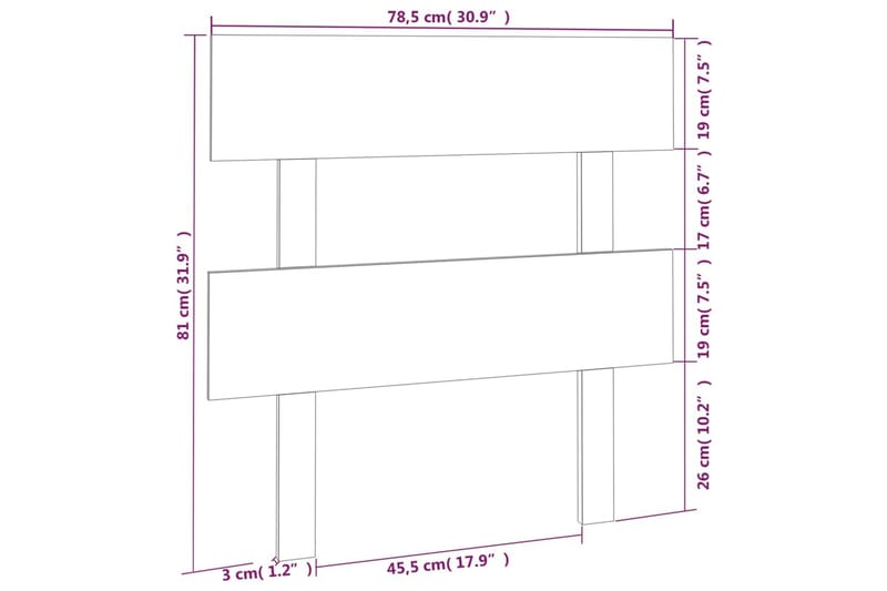 beBasic Sengegavl 78,5x3x81 cm heltre furu - Brun - Møbler - Senger - Sengetilbehør & sengegavl - Sengegavl