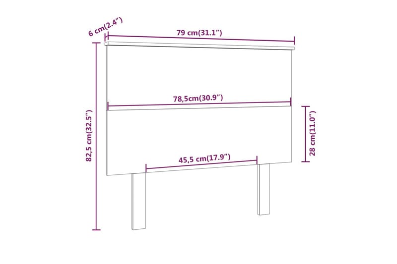 beBasic Sengegavl 79x6x82,5 cm heltre furu - Brun - Møbler - Senger - Sengetilbehør & sengegavl - Sengegavl