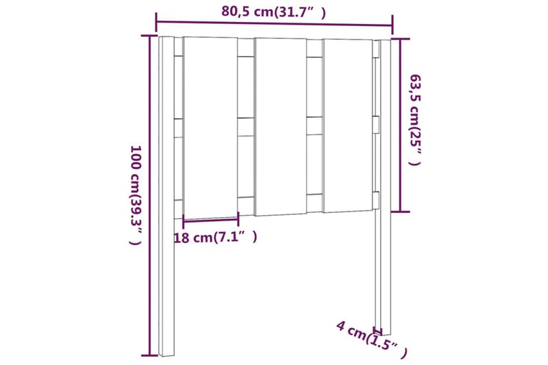 beBasic Sengegavl 80,5x4x100 cm heltre furu - Brun - Møbler - Senger - Sengetilbehør & sengegavl - Sengegavl