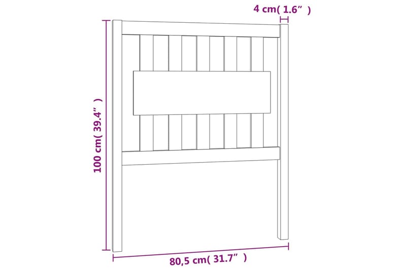 beBasic Sengegavl 80,5x4x100 cm heltre furu - Brun - Møbler - Senger - Sengetilbehør & sengegavl - Sengegavl