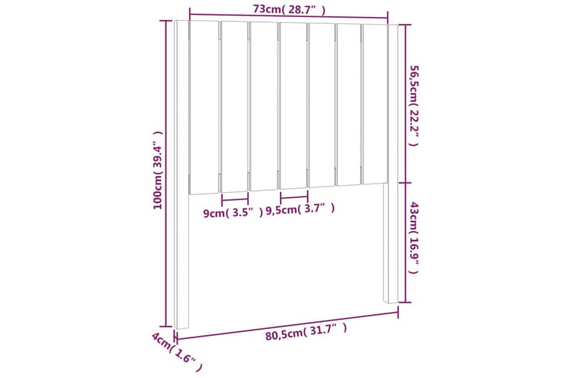 beBasic Sengegavl 80,5x4x100 cm heltre furu - Brun - Møbler - Senger - Sengetilbehør & sengegavl - Sengegavl