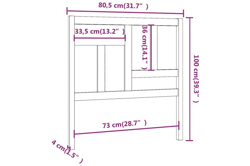 beBasic Sengegavl 80,5x4x100 cm heltre furu - Brun - Møbler - Senger - Sengetilbehør & sengegavl - Sengegavl