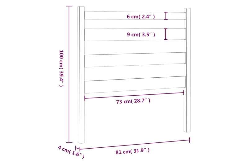 beBasic Sengegavl 81x4x100 cm heltre furu - Brun - Møbler - Senger - Sengetilbehør & sengegavl - Sengegavl