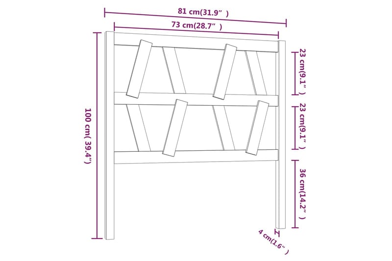 beBasic Sengegavl 81x4x100 cm heltre furu - Brun - Møbler - Senger - Sengetilbehør & sengegavl - Sengegavl