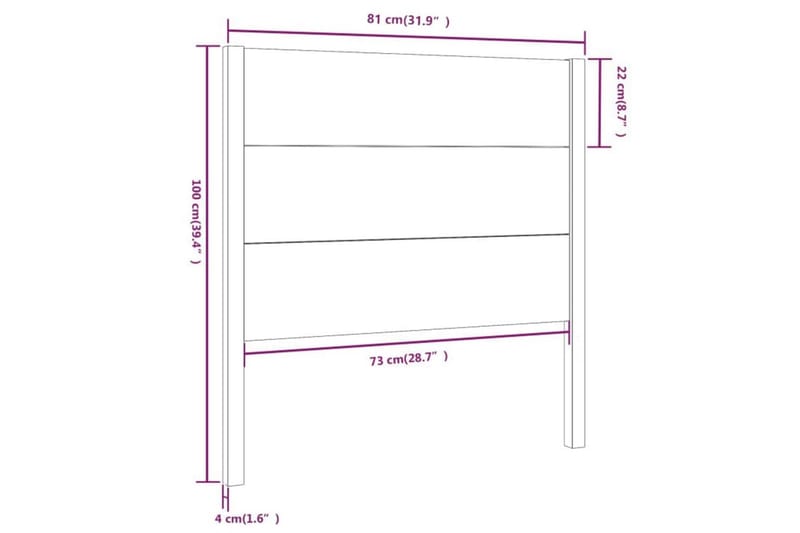 beBasic Sengegavl 81x4x100 cm heltre furu - Brun - Møbler - Senger - Sengetilbehør & sengegavl - Sengegavl