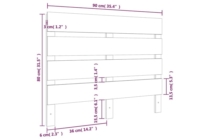 beBasic Sengegavl 90x3x80 cm heltre furu - Brun - Møbler - Senger - Sengetilbehør & sengegavl - Sengegavl