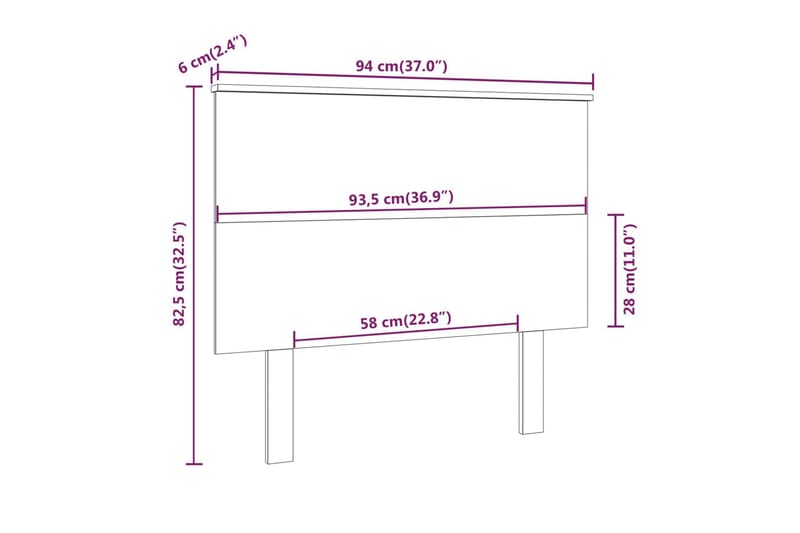 beBasic Sengegavl 94x6x82,5 cm heltre furu - Brun - Møbler - Senger - Sengetilbehør & sengegavl - Sengegavl