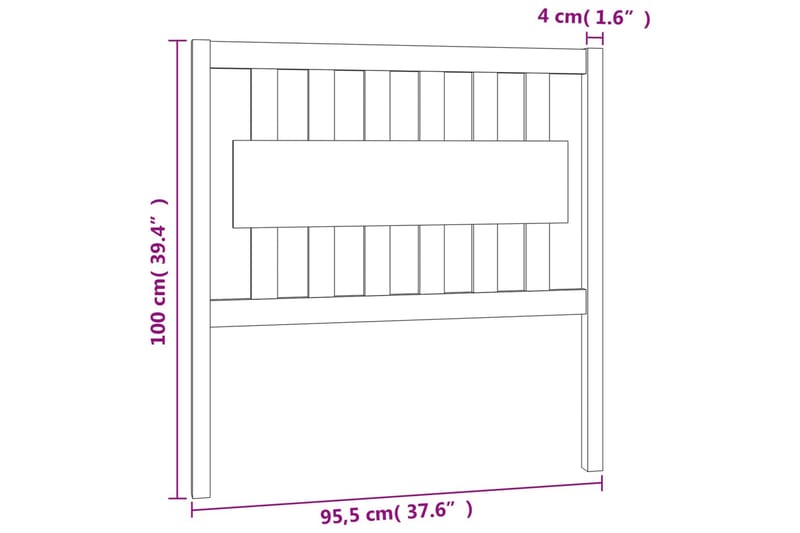 beBasic Sengegavl 95,5x4x100 cm heltre furu - Brun - Møbler - Senger - Sengetilbehør & sengegavl - Sengegavl