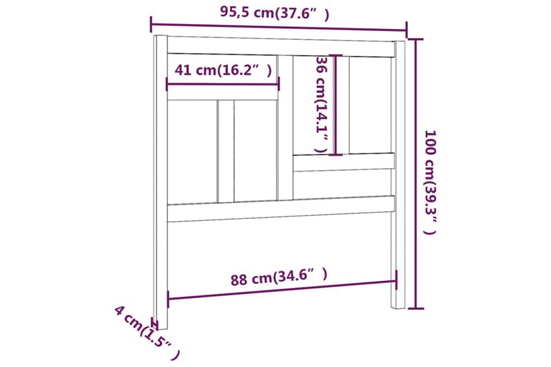 beBasic Sengegavl 95,5x4x100 cm heltre furu - Brun - Møbler - Senger - Sengetilbehør & sengegavl - Sengegavl