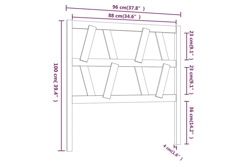 beBasic Sengegavl 96x4x100 cm heltre furu - Brun - Møbler - Senger - Sengetilbehør & sengegavl - Sengegavl