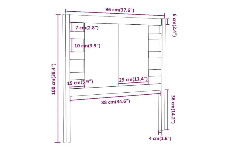 beBasic Sengegavl 96x4x100 cm heltre furu - Brun - Møbler - Senger - Sengetilbehør & sengegavl - Sengegavl