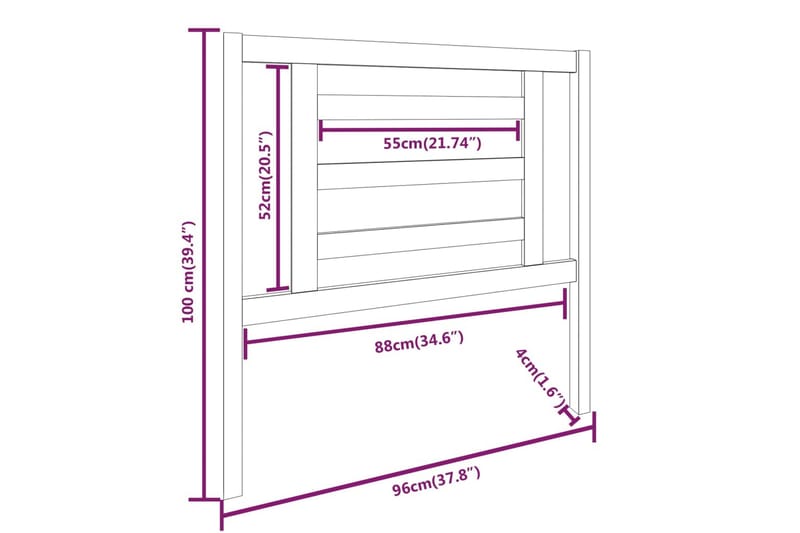 beBasic Sengegavl 96x4x100 cm heltre furu - Brun - Møbler - Senger - Sengetilbehør & sengegavl - Sengegavl