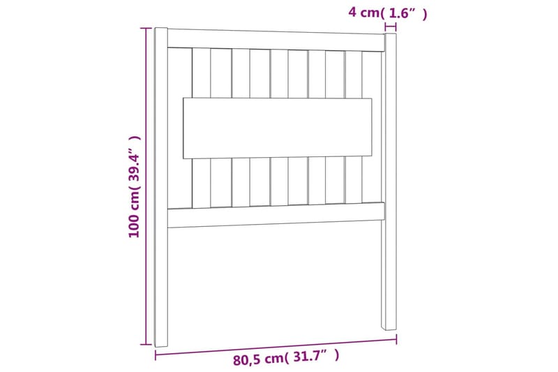 beBasic Sengegavl grå 80,5x4x100 cm heltre furu - GrÃ¥ - Møbler - Senger - Sengetilbehør & sengegavl - Sengegavl