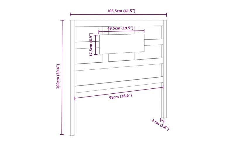 beBasic Sengegavl honningbrun 105,5x4x100 cm heltre furu - Brun - Møbler - Senger - Sengetilbehør & sengegavl - Sengegavl