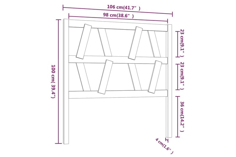 beBasic Sengegavl honningbrun 106x4x100 cm heltre furu - Brun - Møbler - Senger - Sengetilbehør & sengegavl - Sengegavl