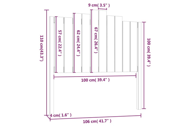 beBasic Sengegavl honningbrun 106x4x110 cm heltre furu - Brun - Møbler - Senger - Sengetilbehør & sengegavl - Sengegavl