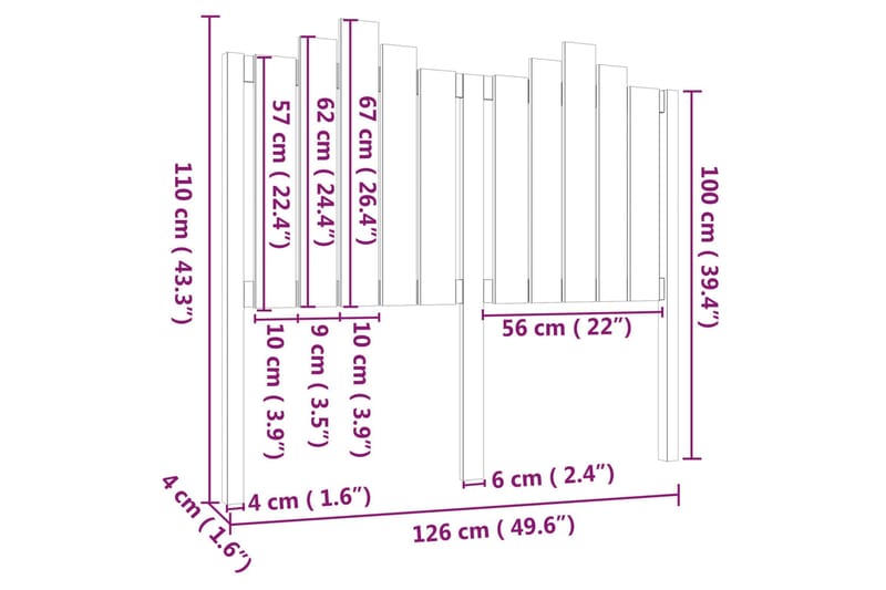 beBasic Sengegavl honningbrun 126x4x100 cm heltre furu - Brun - Møbler - Senger - Sengetilbehør & sengegavl - Sengegavl