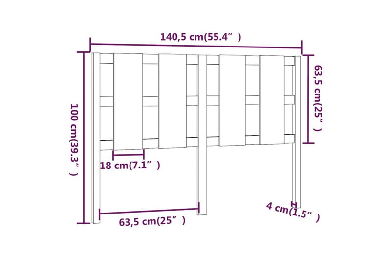 beBasic Sengegavl honningbrun 140,5x4x100 cm heltre furu - Brun - Møbler - Senger - Sengetilbehør & sengegavl - Sengegavl