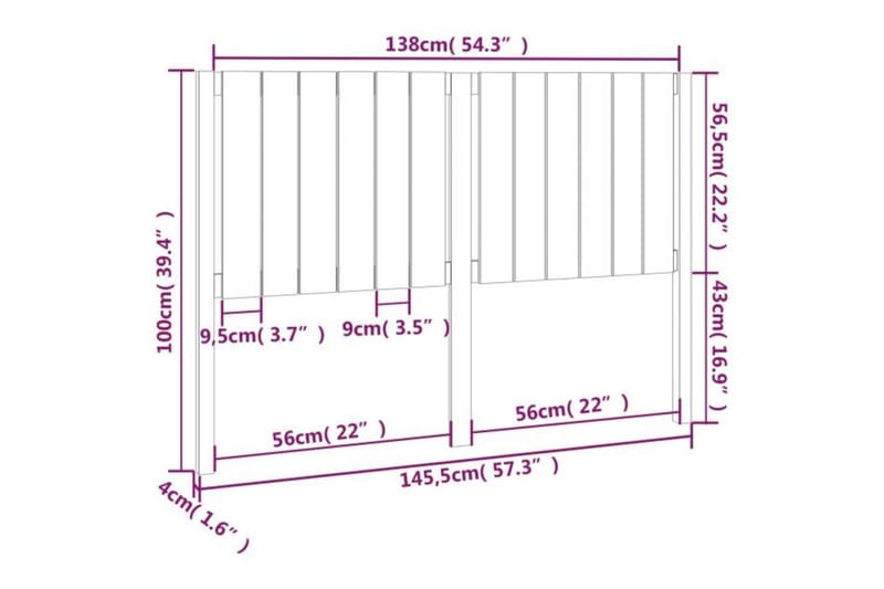 beBasic Sengegavl honningbrun 145,5x4x100 cm heltre furu - Brun - Møbler - Senger - Sengetilbehør & sengegavl - Sengegavl