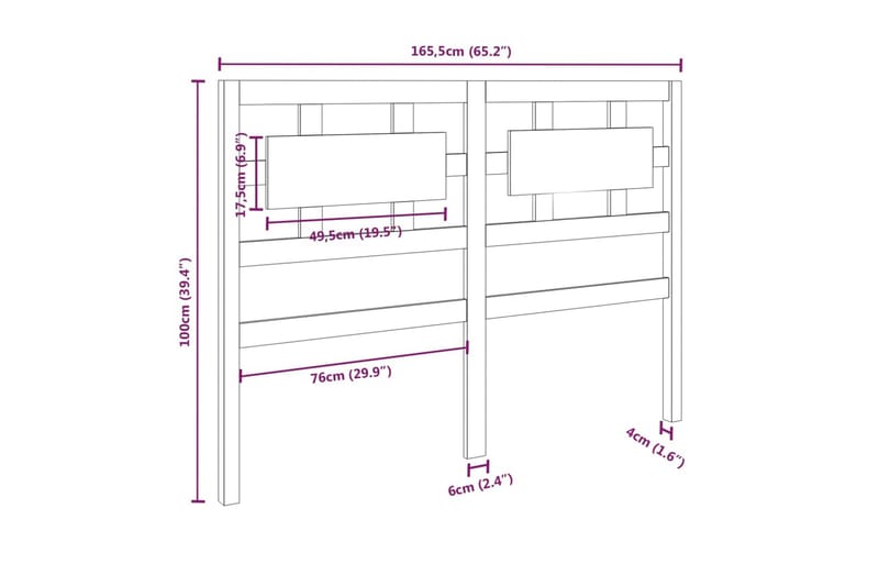 beBasic Sengegavl honningbrun 165,5x4x100 cm heltre furu - Brun - Møbler - Senger - Sengetilbehør & sengegavl - Sengegavl