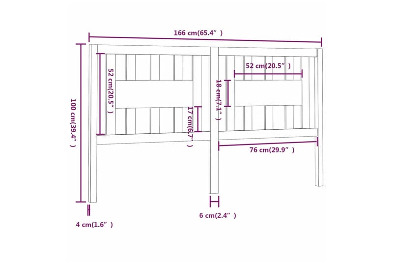 beBasic Sengegavl honningbrun 166x4x100 cm heltre furu - Brun - Møbler - Senger - Sengetilbehør & sengegavl - Sengegavl