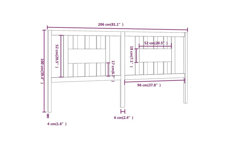 beBasic Sengegavl honningbrun 206x4x100 cm heltre furu - Brun - Møbler - Senger - Sengetilbehør & sengegavl - Sengegavl