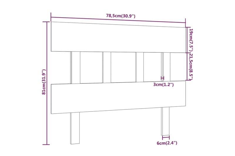 beBasic Sengegavl honningbrun 78,5x3x81 cm heltre furu - Brun - Møbler - Senger - Sengetilbehør & sengegavl - Sengegavl