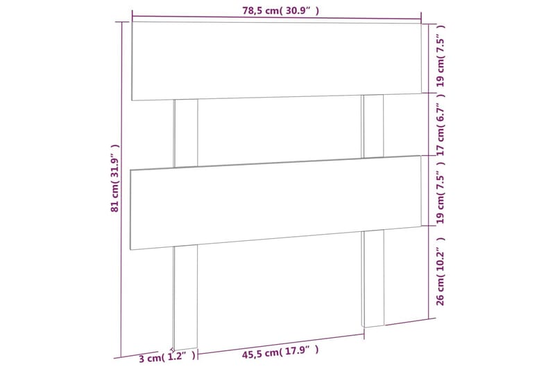 beBasic Sengegavl honningbrun 78,5x3x81 cm heltre furu - Brun - Møbler - Senger - Sengetilbehør & sengegavl - Sengegavl