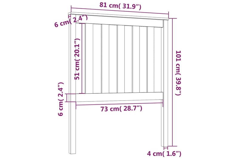 beBasic Sengegavl honningbrun 81x6x101 cm heltre furu - Brun - Møbler - Senger - Sengetilbehør & sengegavl - Sengegavl