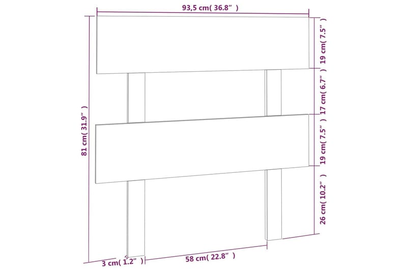 beBasic Sengegavl honningbrun 93,5x3x81 cm heltre furu - Brun - Møbler - Senger - Sengetilbehør & sengegavl - Sengegavl